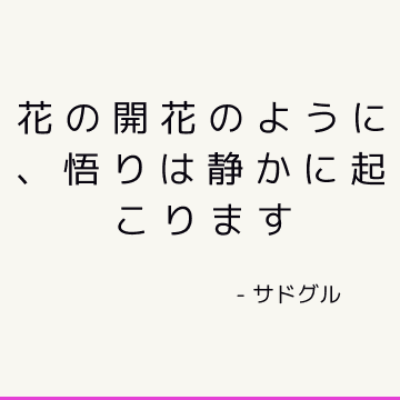 花の開花のように、悟りは静かに起こります