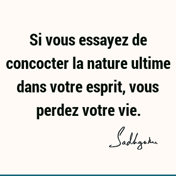 Si vous essayez de concocter la nature ultime dans votre esprit, vous perdez votre