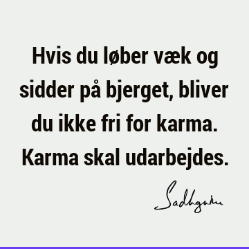 Hvis du løber væk og sidder på bjerget, bliver du ikke fri for karma. Karma skal