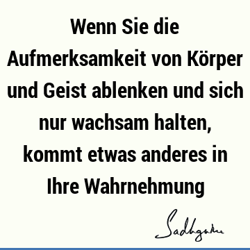 Wenn Sie die Aufmerksamkeit von Körper und Geist ablenken und sich nur wachsam halten, kommt etwas anderes in Ihre W