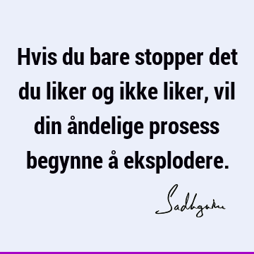 Hvis du bare stopper det du liker og ikke liker, vil din åndelige prosess begynne å