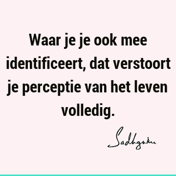 Waar je je ook mee identificeert, dat verstoort je perceptie van het leven