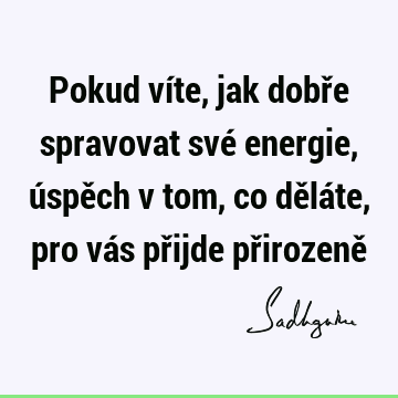 Pokud víte, jak dobře spravovat své energie, úspěch v tom, co děláte, pro vás přijde přirozeně