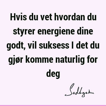 Hvis du vet hvordan du styrer energiene dine godt, vil suksess i det du gjør komme naturlig for