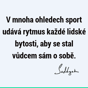 V mnoha ohledech sport udává rytmus každé lidské bytosti, aby se stal vůdcem sám o sobě