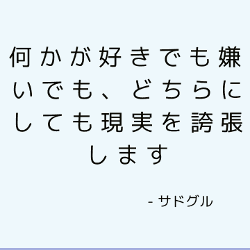 何かが好きでも嫌いでも、どちらにしても現実を誇張します