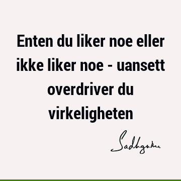 Enten du liker noe eller ikke liker noe - uansett overdriver du