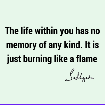 The life within you has no memory of any kind. It is just burning like a