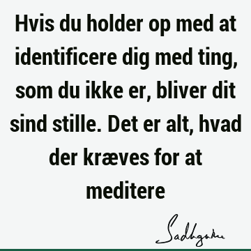 Hvis du holder op med at identificere dig med ting, som du ikke er, bliver dit sind stille. Det er alt, hvad der kræves for at