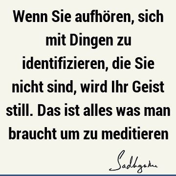 Wenn Sie aufhören, sich mit Dingen zu identifizieren, die Sie nicht sind, wird Ihr Geist still. Das ist alles was man braucht um zu