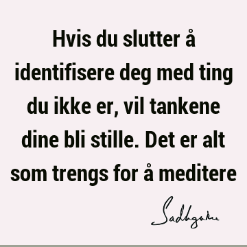 Hvis du slutter å identifisere deg med ting du ikke er, vil tankene dine bli stille. Det er alt som trengs for å