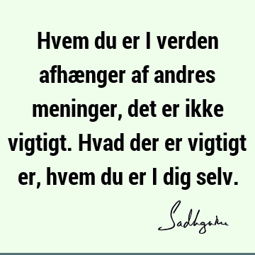 Hvem du er i verden afhænger af andres meninger, det er ikke vigtigt. Hvad der er vigtigt er, hvem du er i dig