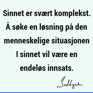 Sinnet er svært komplekst. Å søke en løsning på den menneskelige situasjonen i sinnet vil være en endeløs