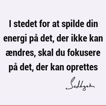 I stedet for at spilde din energi på det, der ikke kan ændres, skal du fokusere på det, der kan