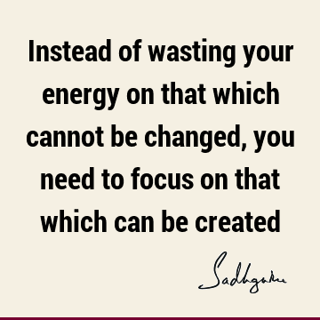 Instead of wasting your energy on that which cannot be changed, you need to focus on that which can be