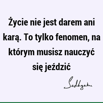 Życie nie jest darem ani karą. To tylko fenomen, na którym musisz nauczyć się jeździć