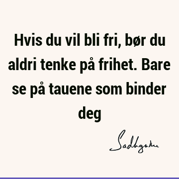 Hvis du vil bli fri, bør du aldri tenke på frihet. Bare se på tauene som binder