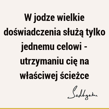 W jodze wielkie doświadczenia służą tylko jednemu celowi - utrzymaniu cię na właściwej ścież