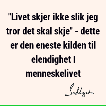 "Livet skjer ikke slik jeg tror det skal skje" - dette er den eneste kilden til elendighet i