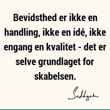 Bevidsthed er ikke en handling, ikke en idé, ikke engang en kvalitet - det er selve grundlaget for