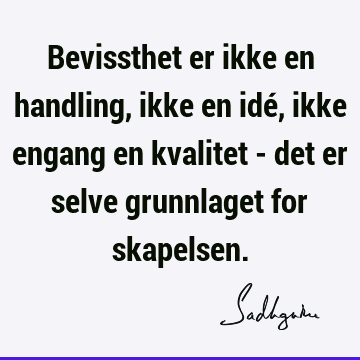 Bevissthet er ikke en handling, ikke en idé, ikke engang en kvalitet - det er selve grunnlaget for