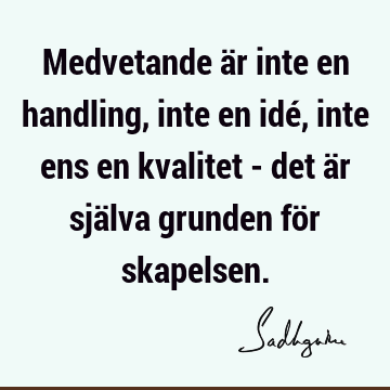 Medvetande är inte en handling, inte en idé, inte ens en kvalitet - det är själva grunden för