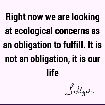 Right now we are looking at ecological concerns as an obligation to fulfill. It is not an obligation, it is our