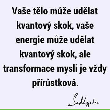 Vaše tělo může udělat kvantový skok, vaše energie může udělat kvantový skok, ale transformace mysli je vždy přírůstková