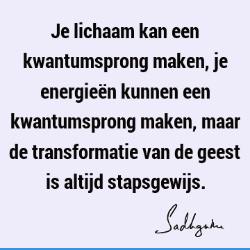 Je lichaam kan een kwantumsprong maken, je energieën kunnen een kwantumsprong maken, maar de transformatie van de geest is altijd