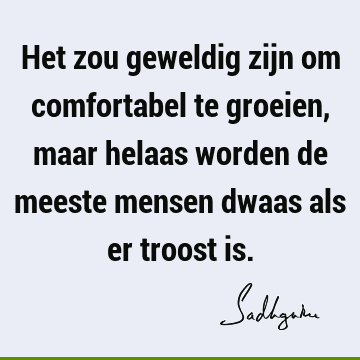 Het zou geweldig zijn om comfortabel te groeien, maar helaas worden de meeste mensen dwaas als er troost