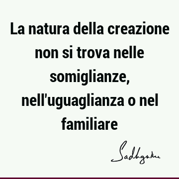 La natura della creazione non si trova nelle somiglianze, nell