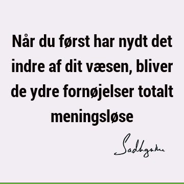 Når du først har nydt det indre af dit væsen, bliver de ydre fornøjelser totalt meningslø