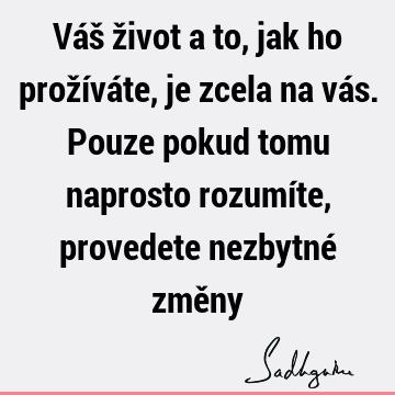 Váš život a to, jak ho prožíváte, je zcela na vás. Pouze pokud tomu naprosto rozumíte, provedete nezbytné změ