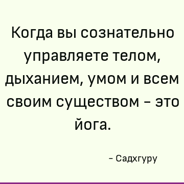 Когда вы сознательно управляете телом, дыханием, умом и всем своим существом - это йога