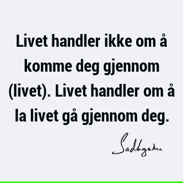 Livet handler ikke om å komme deg gjennom (livet). Livet handler om å la livet gå gjennom