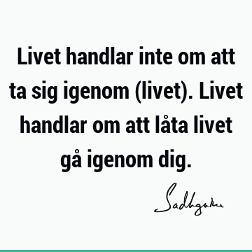 Livet handlar inte om att ta sig igenom (livet). Livet handlar om att låta livet gå igenom