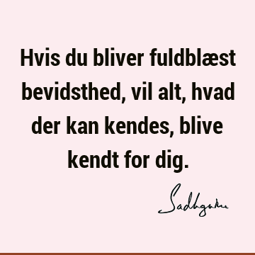 Hvis du bliver fuldblæst bevidsthed, vil alt, hvad der kan kendes, blive kendt for