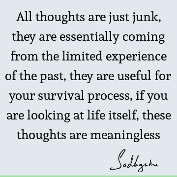 All thoughts are just junk, they are essentially coming from the limited experience of the past, they are useful for your survival process, if you are looking