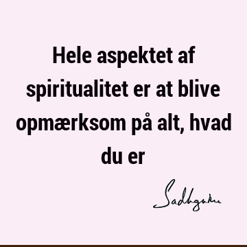 Hele aspektet af spiritualitet er at blive opmærksom på alt, hvad du