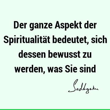 Der ganze Aspekt der Spiritualität bedeutet, sich dessen bewusst zu werden, was Sie