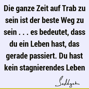 Die ganze Zeit auf Trab zu sein ist der beste Weg zu sein ... es bedeutet, dass du ein Leben hast, das gerade passiert. Du hast kein stagnierendes L