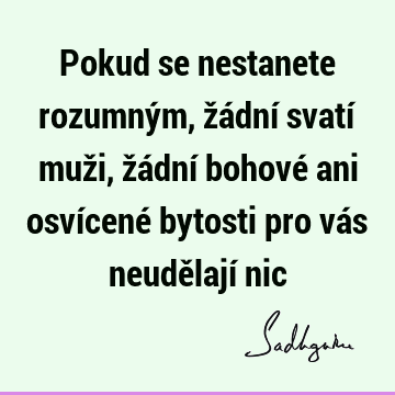 Pokud se nestanete rozumným, žádní svatí muži, žádní bohové ani osvícené bytosti pro vás neudělají