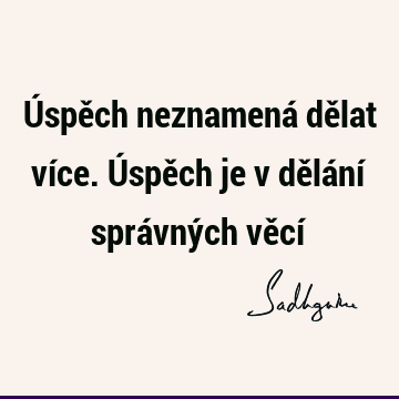 Úspěch neznamená dělat více. Úspěch je v dělání správných věcí