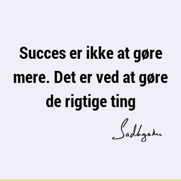 Succes er ikke at gøre mere. Det er ved at gøre de rigtige