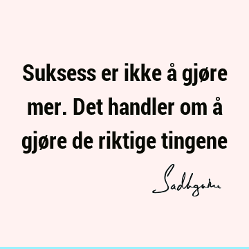 Suksess er ikke å gjøre mer. Det handler om å gjøre de riktige