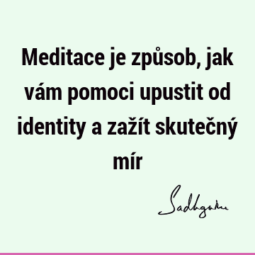 Meditace je způsob, jak vám pomoci upustit od identity a zažít skutečný mí