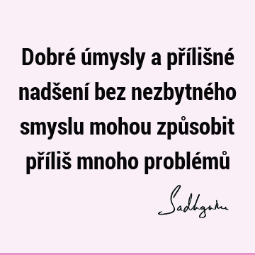 Dobré úmysly a přílišné nadšení bez nezbytného smyslu mohou způsobit příliš mnoho problémů