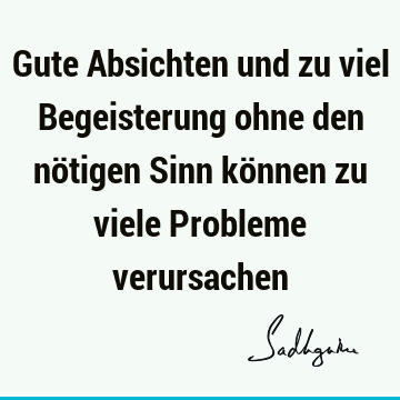 Gute Absichten und zu viel Begeisterung ohne den nötigen Sinn können zu viele Probleme