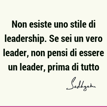 Non esiste uno stile di leadership. Se sei un vero leader, non pensi di essere un leader, prima di