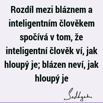 Rozdíl mezi bláznem a inteligentním člověkem spočívá v tom, že inteligentní člověk ví, jak hloupý je; blázen neví, jak hloupý